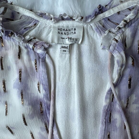 Hemant and Nandita Vivian Dress M Tiered Purple White Shower  Size XS - Picture 8 of 11